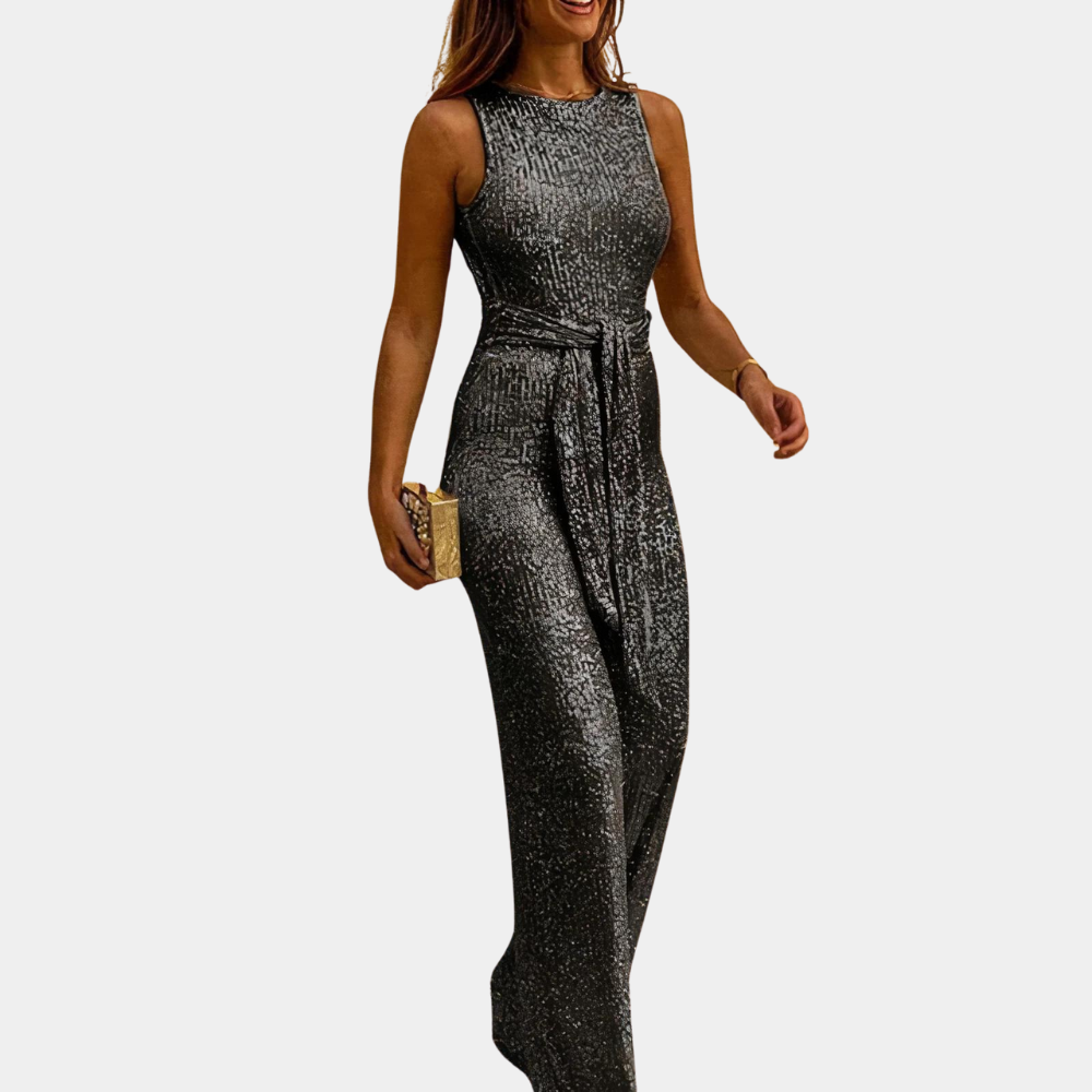 Grijze glitter jumpsuit voor dames