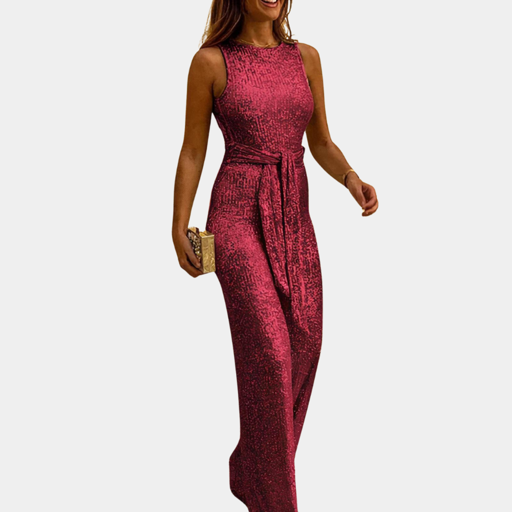 Zilver glitter jumpsuit voor dames